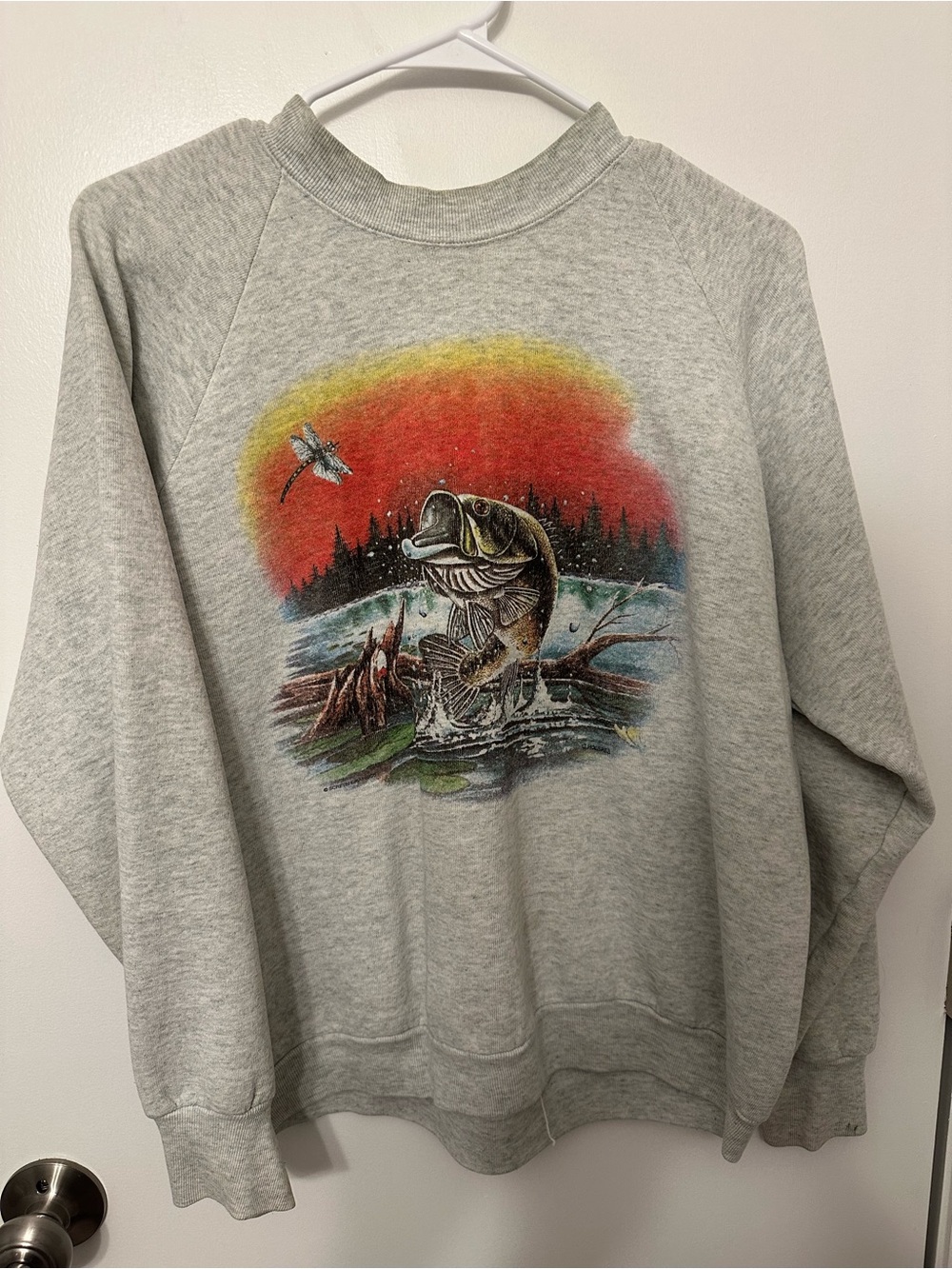 Vintage Gray Bass Sunset Graphic Crewneck